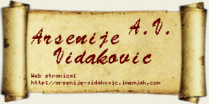 Arsenije Vidaković vizit kartica